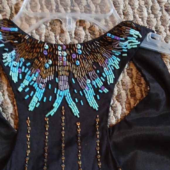 Nicole Miller Gold and Black Multi Beaded Dress